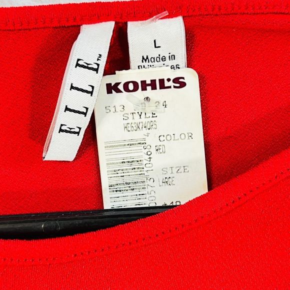 Women's Elle Ruffle Statement Long Sleeve Top Boho Stretch Red Size Large - Picture 4 of 9